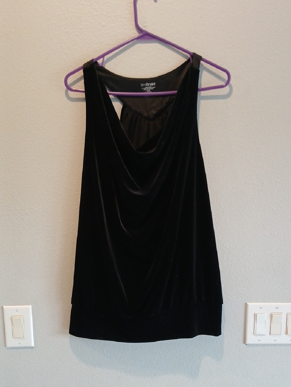 Lane Bryant 18 20 Black Velvet Cowl Neck Tank